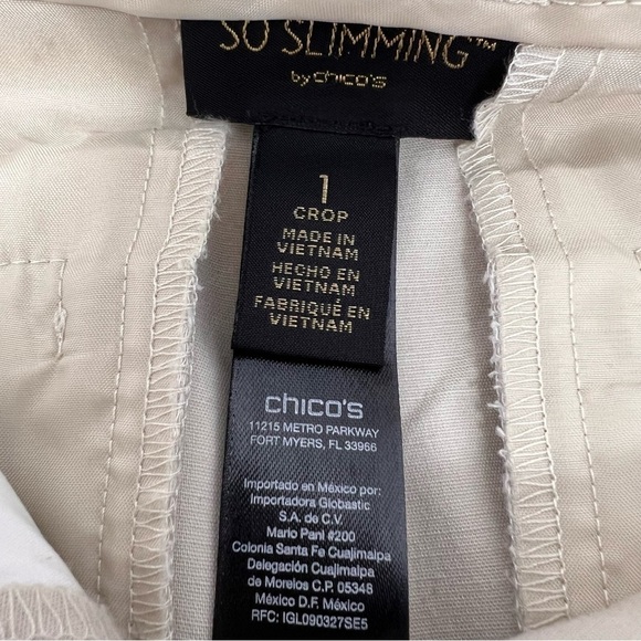 Chicos So Slimming Women’s Beige Cropped Pants Size 16 Cotton Spandex Blend - Picture 10 of 15